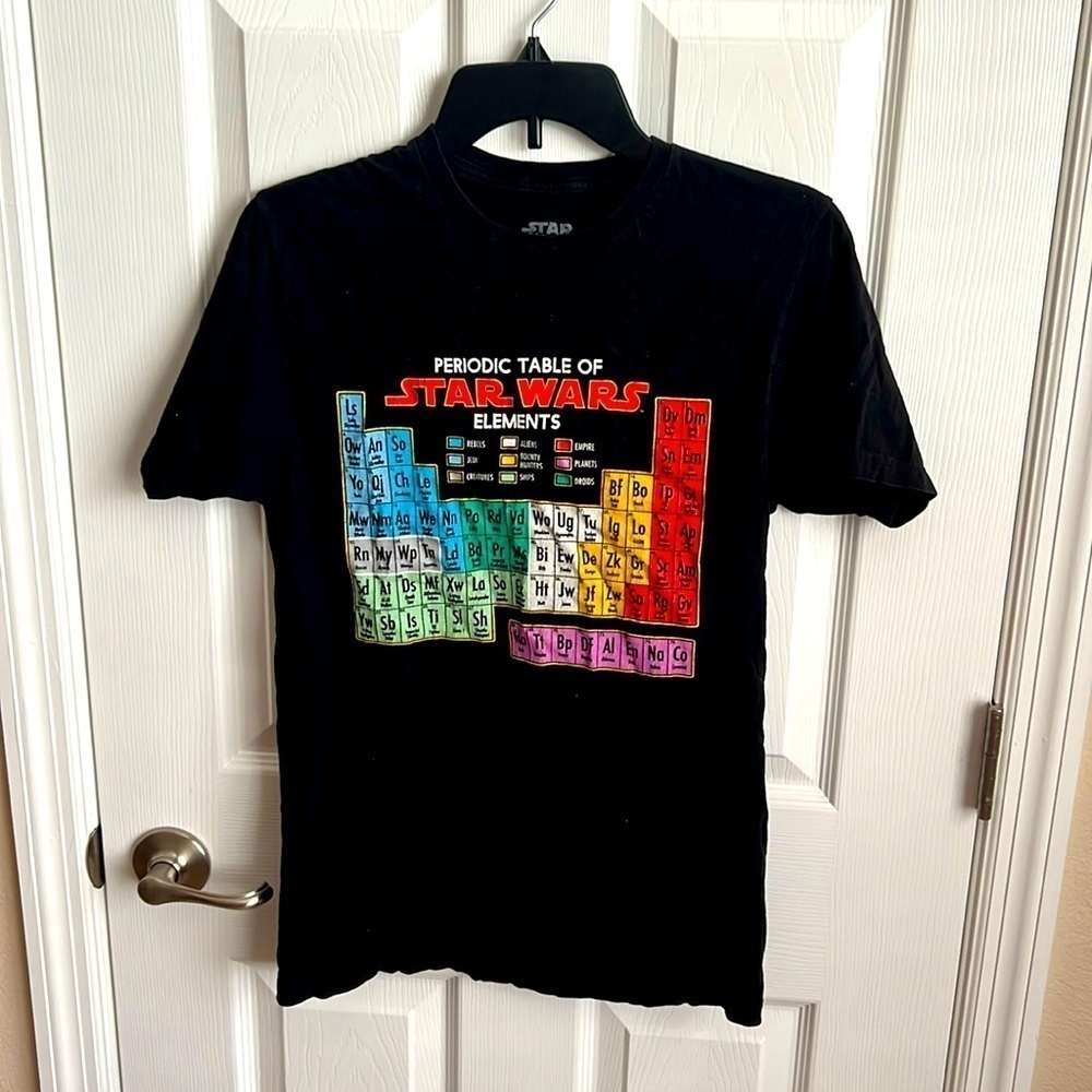 Star Wars Periodic Table Elements Graphic Print T-Shirt Black‎ Size S